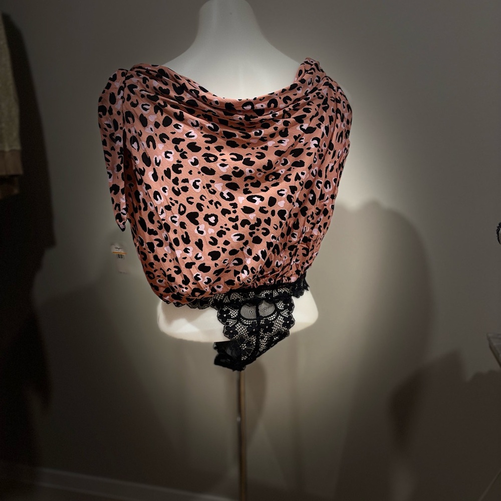 NWT Free People Pink Leopard Print Top - Picture 7 of 11